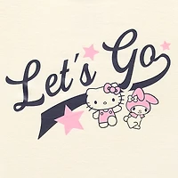 Hello Kitty Lets Go Baby Tee Womens Juniors Crew Neck Short Sleeve Fitted Graphic T-Shirt