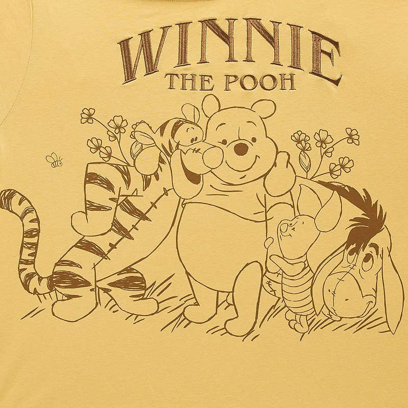 Winnie Off The Shoulder Tee Womens Juniors Round Neck Short Sleeve Loose Fit Pooh Graphic T-Shirt