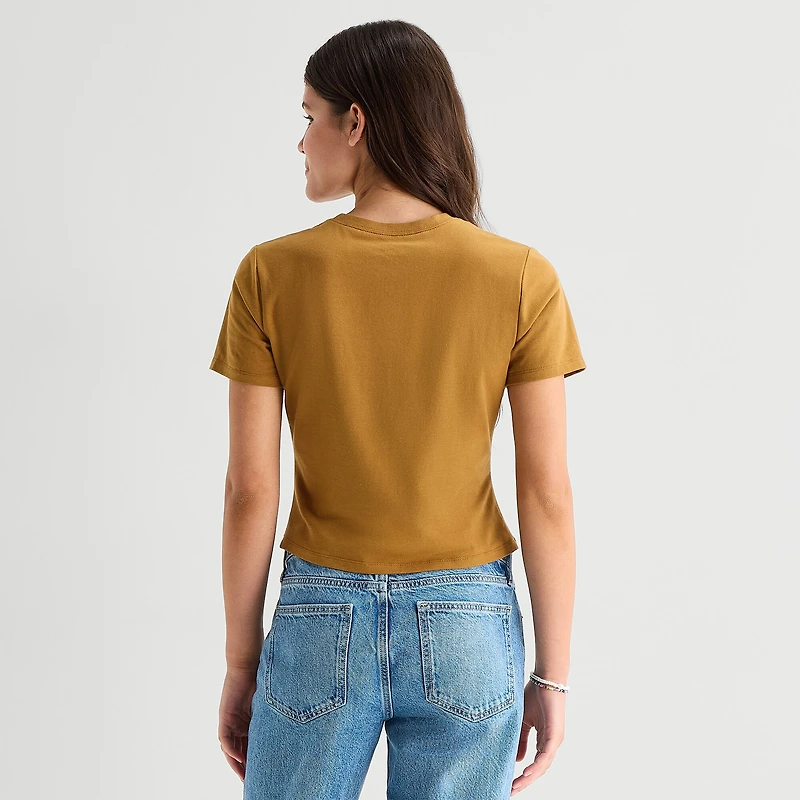 Winnie The Pooh Baby Tee Womens Juniors Crew Neck Short Sleeve Fitted Graphic T-Shirt
