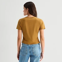 Winnie The Pooh Baby Tee Womens Juniors Crew Neck Short Sleeve Fitted Graphic T-Shirt