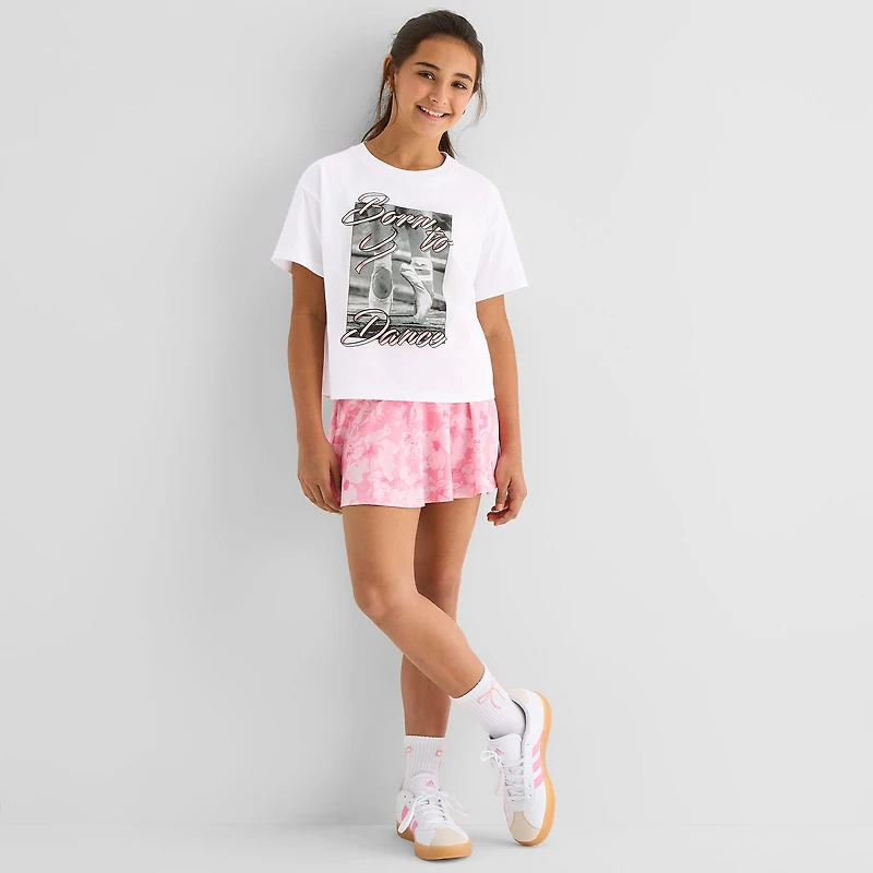 Xersion Little & Big Kid Girls Crew Neck Short Sleeve Relaxed Fit Graphic T-Shirt