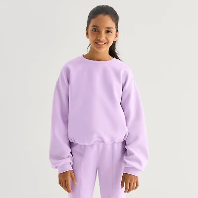 Xersion Little & Big Kid Girls Crew Neck Long Sleeve Sweatshirt