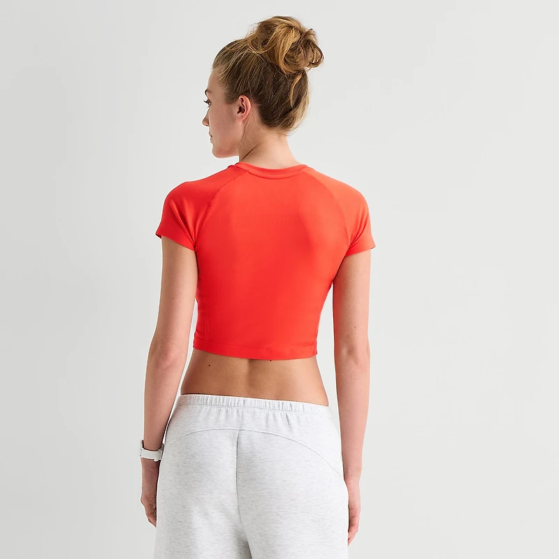 Xersion Womens Crew Neck Short Sleeve Active Crop Top