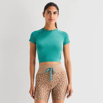 Xersion Womens Crew Neck Short Sleeve Active Crop Top