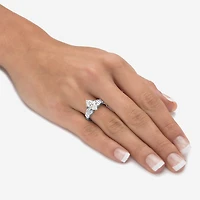 Diamonart Womens 2 3/4 CT. T.W. Cubic Zirconia Platinum Over Silver Engagement Ring