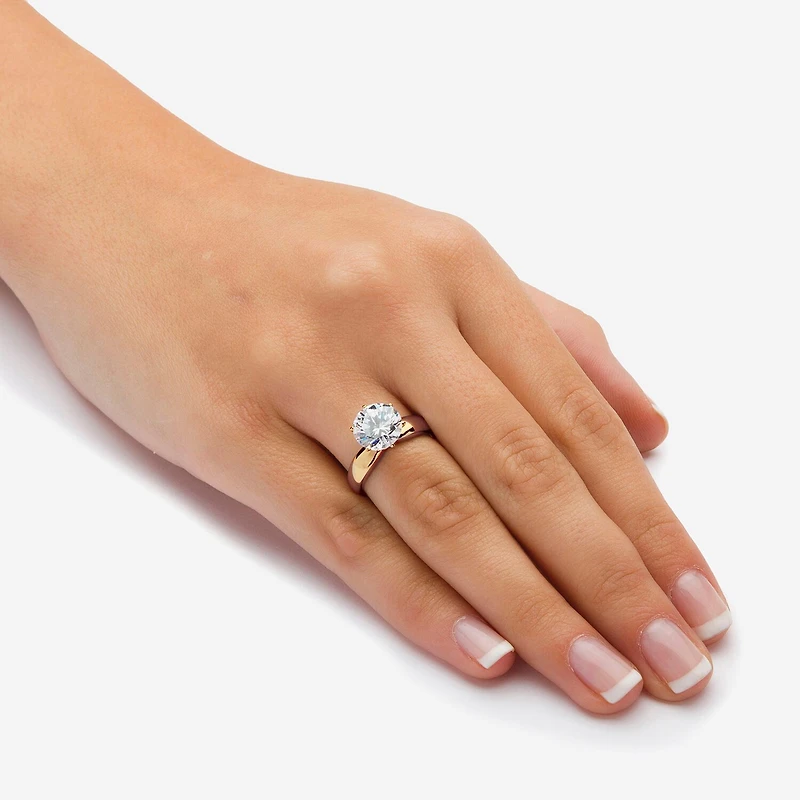 Diamonart Womens 3 1/2 CT. T.W Cubic Zirconia 18K Gold Over Silver Engagement Ring