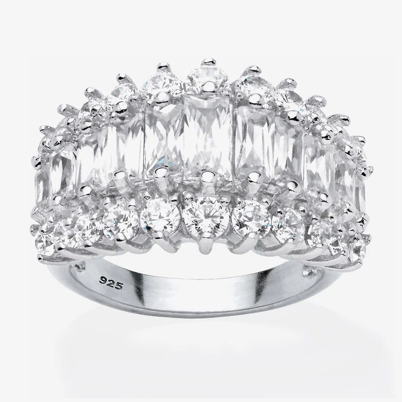 Diamonart Womens 2.5MM 4 1/2 CT. T.W. Cubic Zirconia Platinum Over Silver Anniversary Band