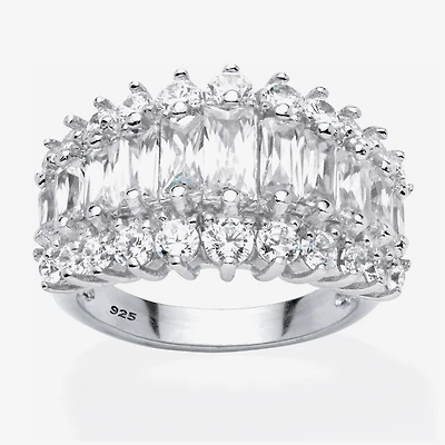 Diamonart Womens 2.5MM 4 1/2 CT. T.W. Cubic Zirconia Platinum Over Silver Anniversary Band
