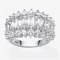 Diamonart Womens 2.5MM 4 1/2 CT. T.W. Cubic Zirconia Platinum Over Silver Anniversary Band