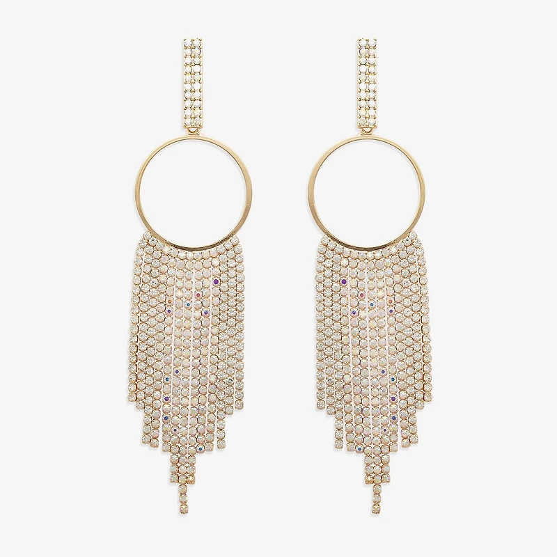 Bijoux Bar Gold Tone Womens Glass Circle Drop Earrings