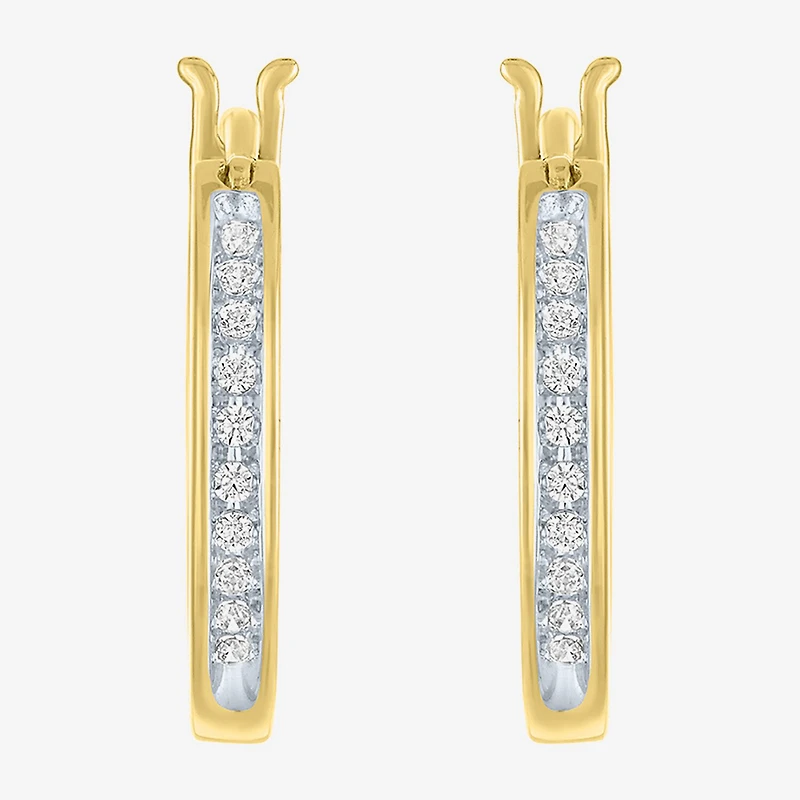 (I1-I2/ G-H) Womens 1/10 CT. T.W. Lab Grown White Diamond 14K Gold Over Silver Sterling Silver 17mm Hoop Earrings