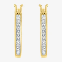(I1-I2/ G-H) Womens 1/10 CT. T.W. Lab Grown White Diamond 14K Gold Over Silver Sterling Silver 17mm Hoop Earrings