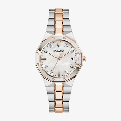 Bulova Prestige\N Womens Two Tone Stainless Steel Bracelet Watch 98p235