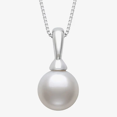 Womens White Cultured Freshwater Pearl Sterling Silver Ball 18 Inch Pendant Necklace
