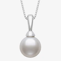 Womens White Cultured Freshwater Pearl Sterling Silver Ball 18 Inch Pendant Necklace
