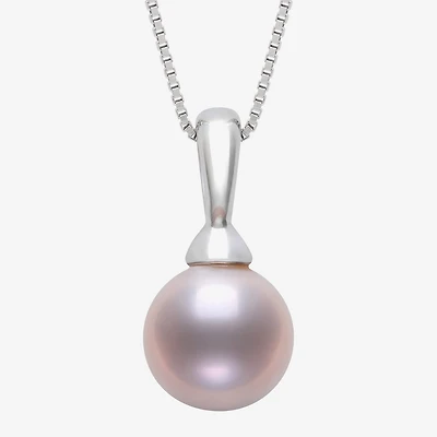 Womens Pink Cultured Freshwater Pearl Sterling Silver Ball 18 Inch Pendant Necklace
