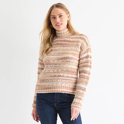 St. John's Bay Womens Mock Neck Long Sleeve Pullover Sweater