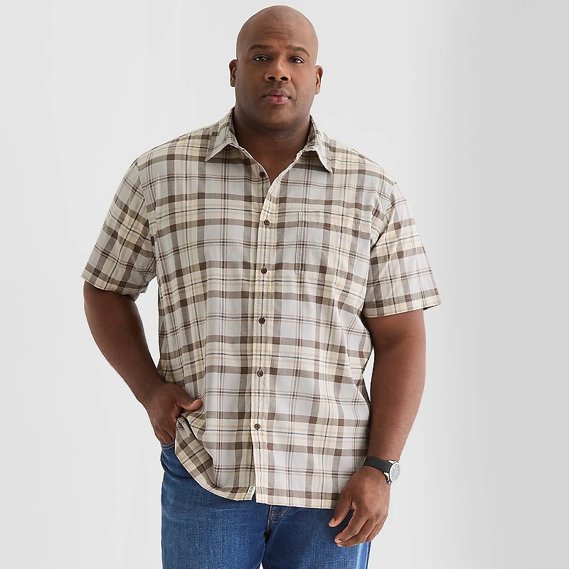 mutual weave Mens Short Sleeve Classic Fit Big and Tall Button-Down Shirt