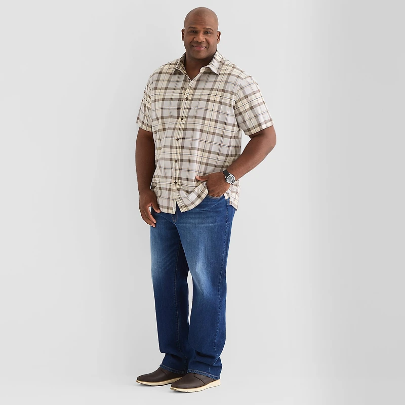 mutual weave Mens Short Sleeve Classic Fit Big and Tall Button-Down Shirt