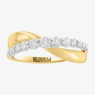 Effy Final Call Limited Quantities! (H-I / I1-I2) Womens 1/2 CT. T.W. Natural White Diamond 14K Gold Crossover Band