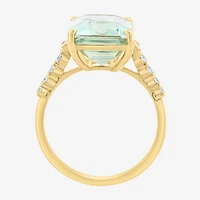 Effy Final Call Limited Quantities! Womens 1/5 CT. Genuine Green Amethyst 14K Gold Side Stone Cocktail Ring