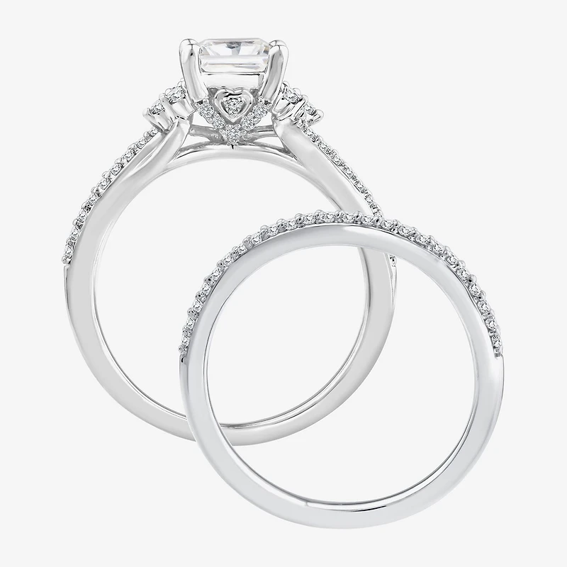 (F / Vs2) Womens 1 3/8 CT. T.W. Lab Grown White Diamond 10K Gold Side Stone Bridal Set