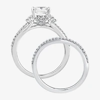 (F / Vs2) Womens 1 3/8 CT. T.W. Lab Grown White Diamond 10K Gold Side Stone Bridal Set