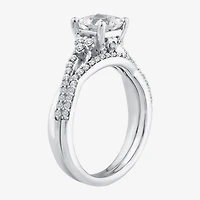 (F / Vs2) Womens 1 3/8 CT. T.W. Lab Grown White Diamond 10K Gold Side Stone Bridal Set