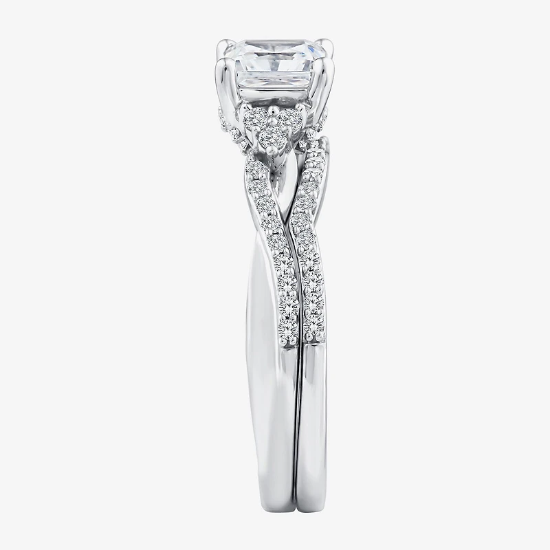 (F / Vs2) Womens 1 3/8 CT. T.W. Lab Grown White Diamond 10K Gold Side Stone Bridal Set