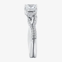 (F / Vs2) Womens 1 3/8 CT. T.W. Lab Grown White Diamond 10K Gold Side Stone Bridal Set