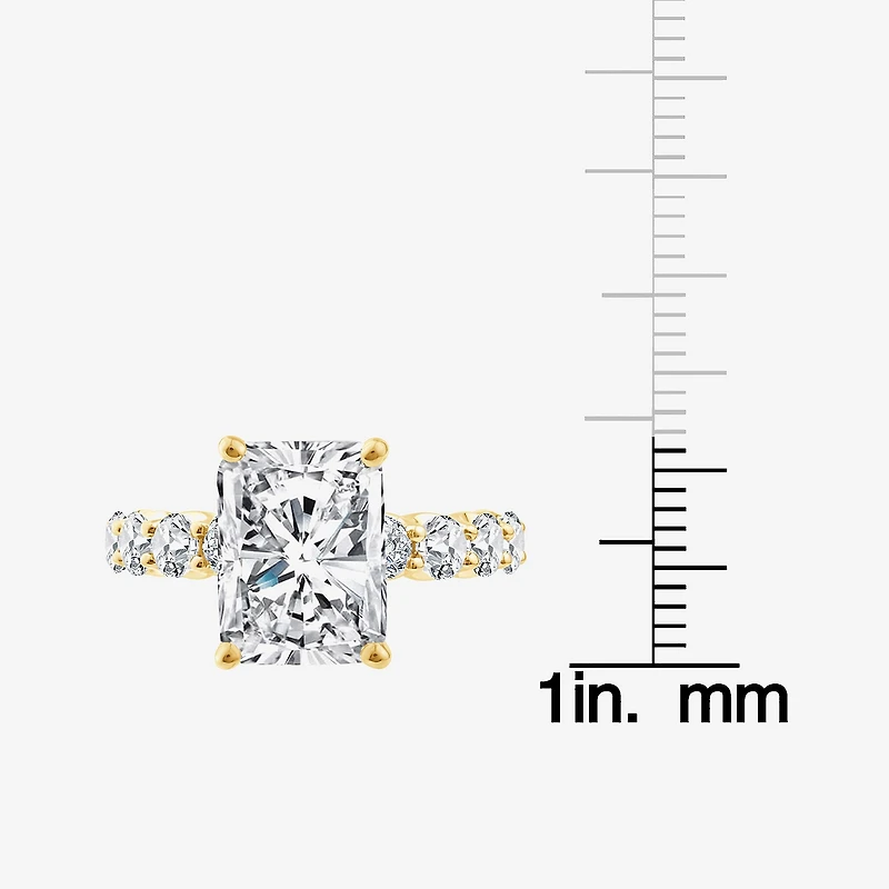 Signature By Modern Bride (F / Vs2) Womens 6 1/2 Ct. T.W. Lab Grown White Diamond 14K Gold Rectangular Side Stone Engagement Ring