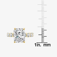 Signature By Modern Bride (F / Vs2) Womens 6 1/2 Ct. T.W. Lab Grown White Diamond 14K Gold Rectangular Side Stone Engagement Ring