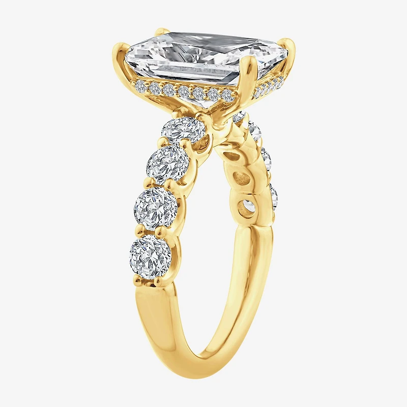 Signature By Modern Bride (F / Vs2) Womens 6 1/2 Ct. T.W. Lab Grown White Diamond 14K Gold Rectangular Side Stone Engagement Ring