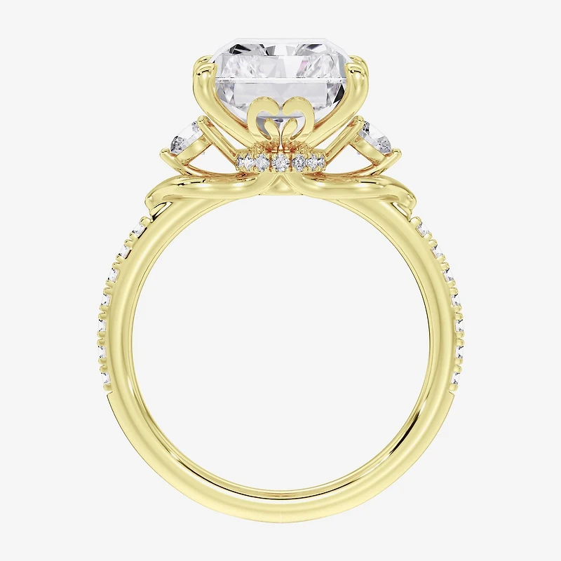 Grown Gorgeous (F / Vs2) Womens 7 Ct.T.W. Lab White Diamond 14K Gold Rectangular Side Stone Engagement Ring