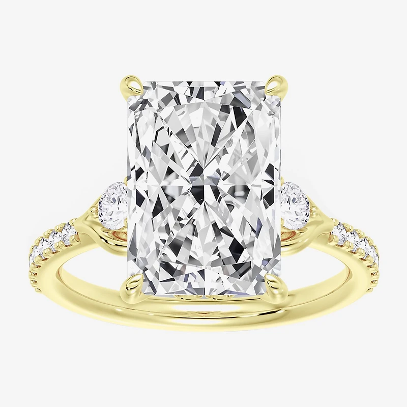Grown Gorgeous (F / Vs2) Womens 7 Ct.T.W. Lab White Diamond 14K Gold Rectangular Side Stone Engagement Ring