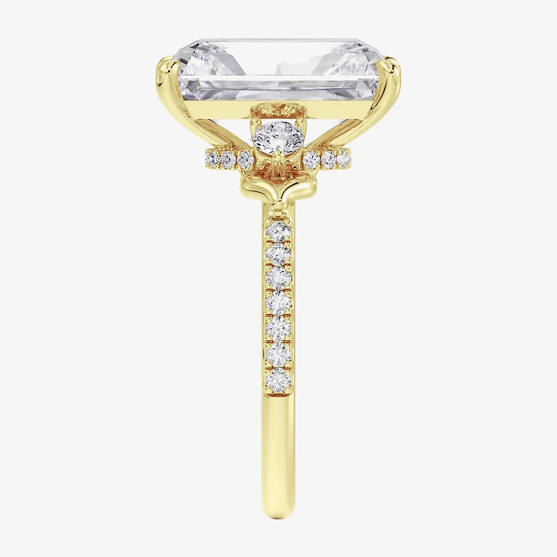 Grown Gorgeous (F / Vs2) Womens 7 Ct.T.W. Lab White Diamond 14K Gold Rectangular Side Stone Engagement Ring
