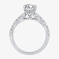 Signature By Modern Bride (F / Vs2) Womens 2 CT. T.W. Lab Grown White Diamond 10K Gold Oval Side Stone Engagement Ring