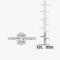 Signature By Modern Bride (F / Vs2) Womens 2 CT. T.W. Lab Grown White Diamond 10K Gold Oval Side Stone Engagement Ring