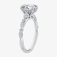 Signature By Modern Bride (F / Vs2) Womens 2 CT. T.W. Lab Grown White Diamond 10K Gold Oval Side Stone Engagement Ring