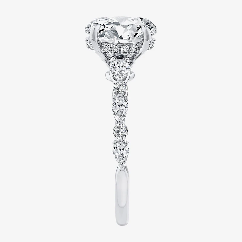 Signature By Modern Bride (F / Vs2) Womens 2 CT. T.W. Lab Grown White Diamond 10K Gold Oval Side Stone Engagement Ring
