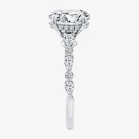 Signature By Modern Bride (F / Vs2) Womens 2 CT. T.W. Lab Grown White Diamond 10K Gold Oval Side Stone Engagement Ring