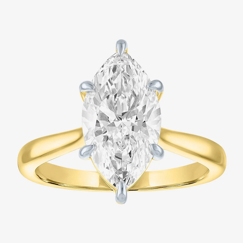 (G / Si1-Si2) Womens 3 CT. T.W. Lab Grown White Diamond Sterling Silver Marquise Solitaire 3-Stone Engagement Ring