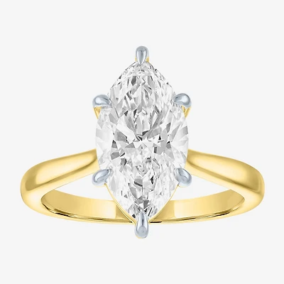 (G / Si1-Si2) Womens 3 CT. T.W. Lab Grown White Diamond Sterling Silver Marquise Solitaire 3-Stone Engagement Ring