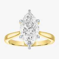 (G / Si1-Si2) Womens 3 CT. T.W. Lab Grown White Diamond Sterling Silver Marquise Solitaire 3-Stone Engagement Ring