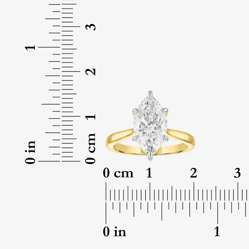 (G / Si1-Si2) Womens 3 CT. T.W. Lab Grown White Diamond Sterling Silver Marquise Solitaire 3-Stone Engagement Ring