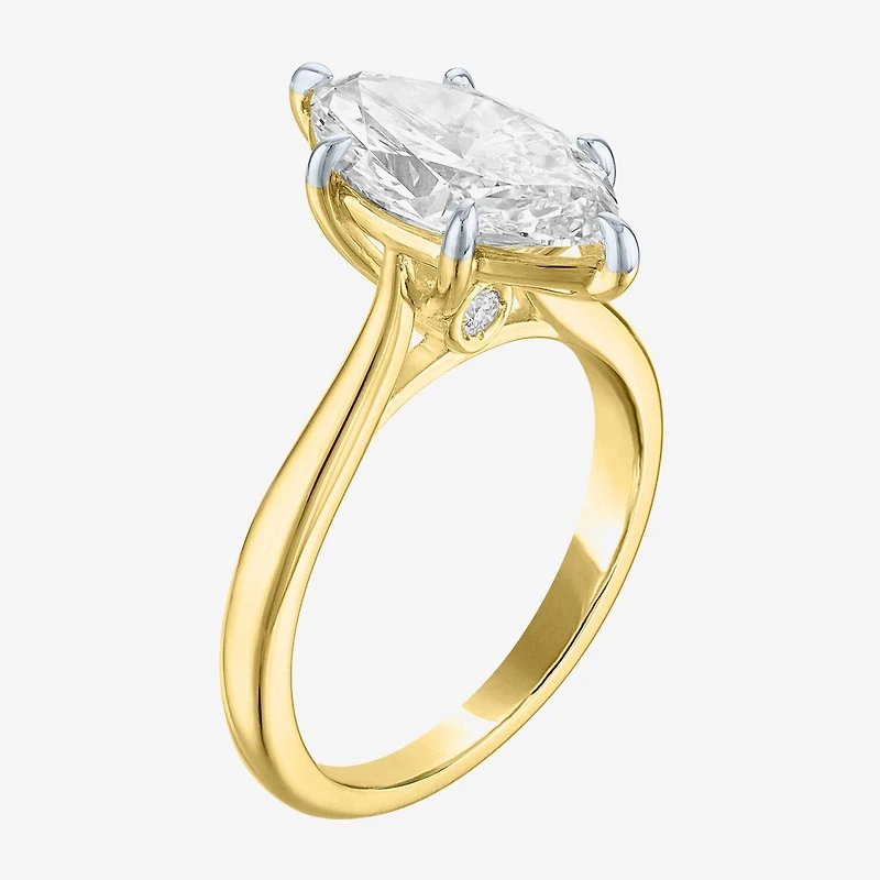 (G / Si1-Si2) Womens 3 CT. T.W. Lab Grown White Diamond Sterling Silver Marquise Solitaire 3-Stone Engagement Ring