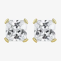 10k Gold 6mm Princess-Cut Cubic Zirconia Stud Earrings