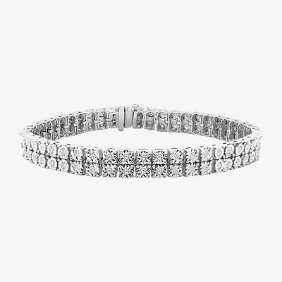 (F / Si2) Womens 2 CT. T.W. Lab Grown White Diamond Sterling Silver 8 Inch Tennis Bracelet