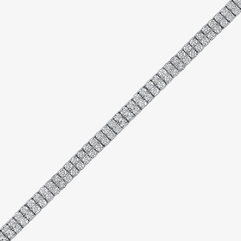 (F / Si2) Womens 2 CT. T.W. Lab Grown White Diamond Sterling Silver 8 Inch Tennis Bracelet