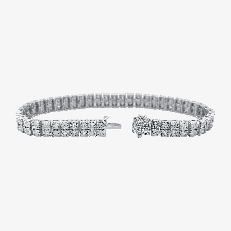 (F / Si2) Womens 2 CT. T.W. Lab Grown White Diamond Sterling Silver 6 1/2 Inch Tennis Bracelet